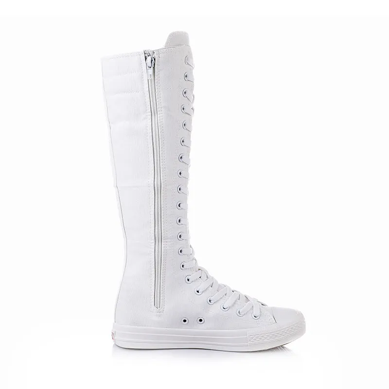 Funki Buys | Boots | Women's Knee High Lace Up Canvas Boots