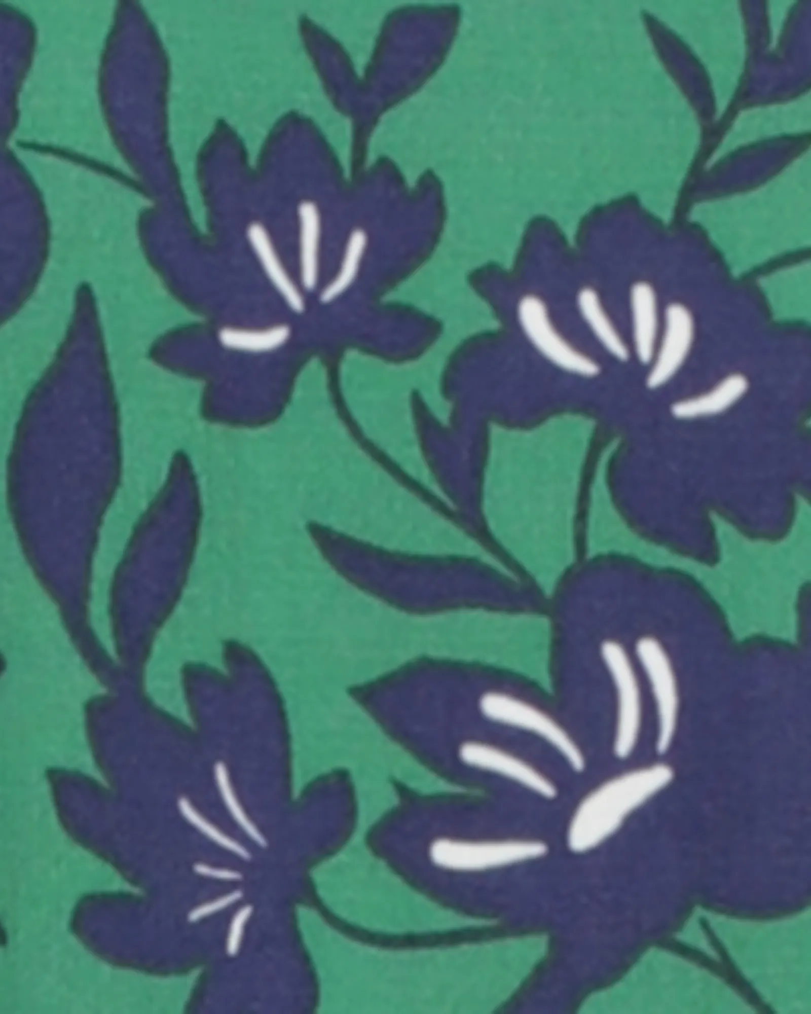 Juliette Printed Top with Piping | Forest Green / Navy